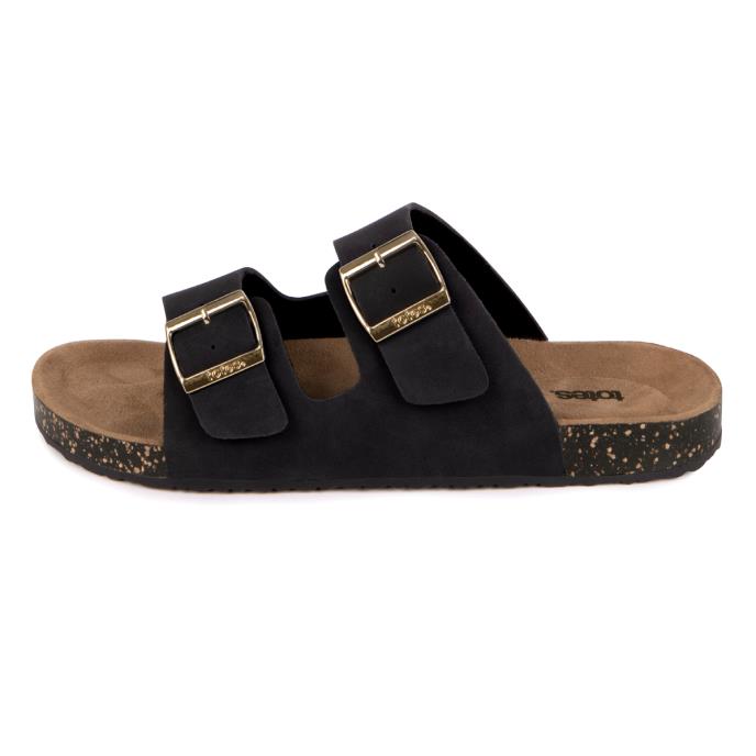totes® Ladies PU Double Buckle Slider Black Extra Image 3